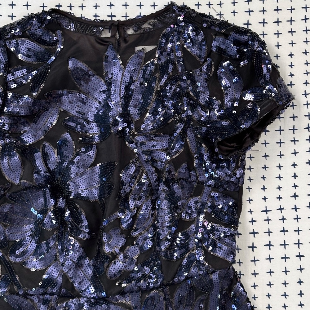 MILLY - Kyla Floral Sequin Dress - Midnight/Black, Size 0